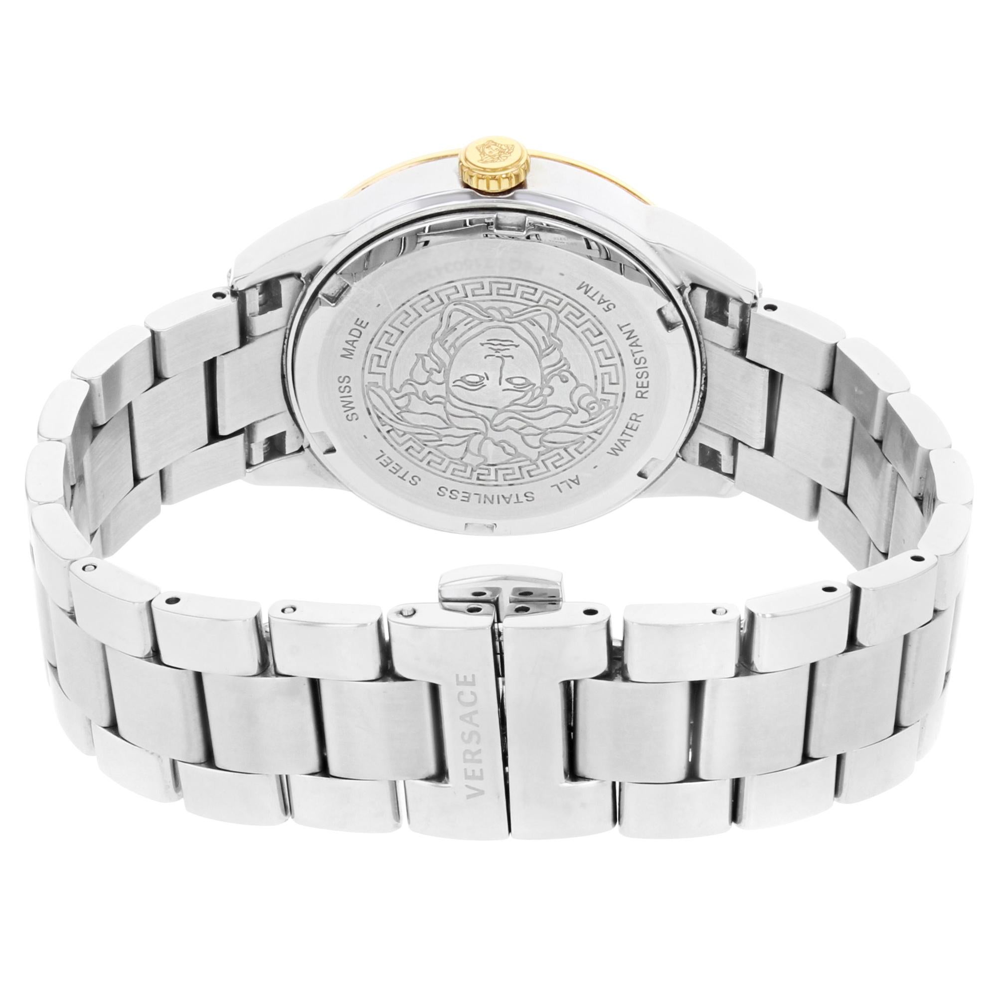 Versace V Sport MOP Guilloche Dial Steel Quartz Ladies Watch P6Q89FD002S099 In Fair Condition In New York, NY