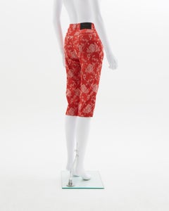 Versace V2 red roses pattern cropped trousers, early 2000s