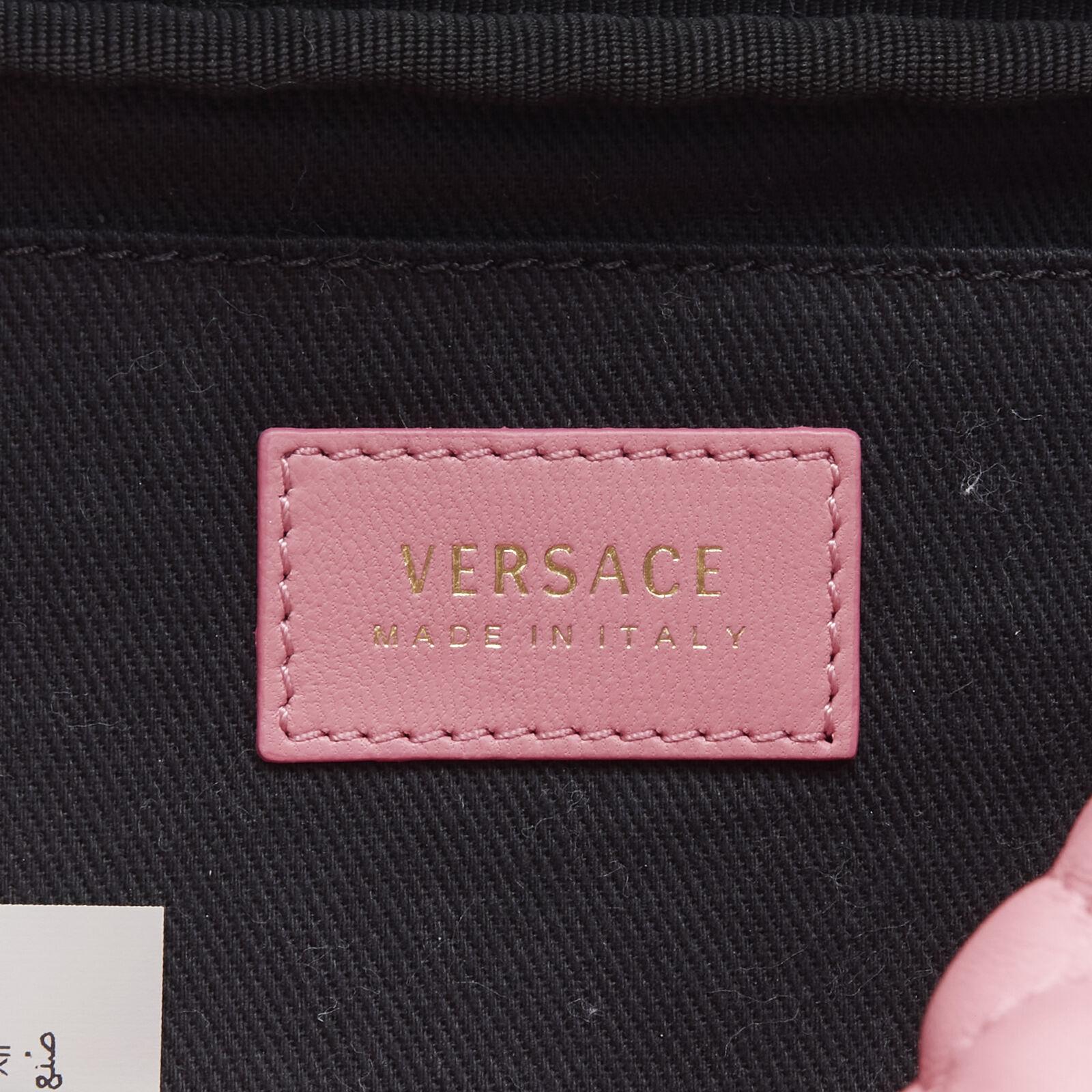 VERSACE Vanitas Barocco pink quilted leather gold Medusa crossbody waist bag 6