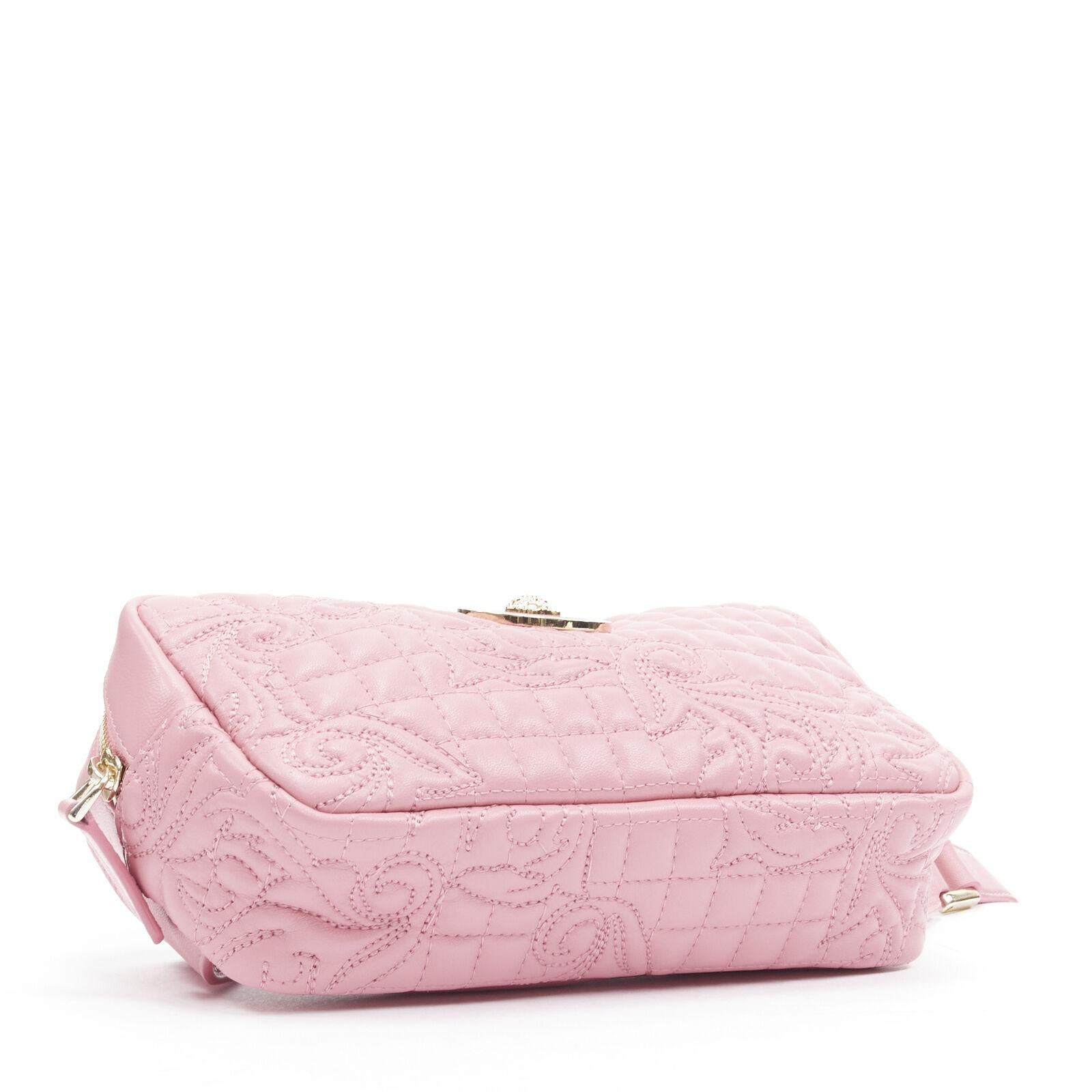 VERSACE Vanitas Barocco pink quilted leather gold Medusa crossbody waist bag 1
