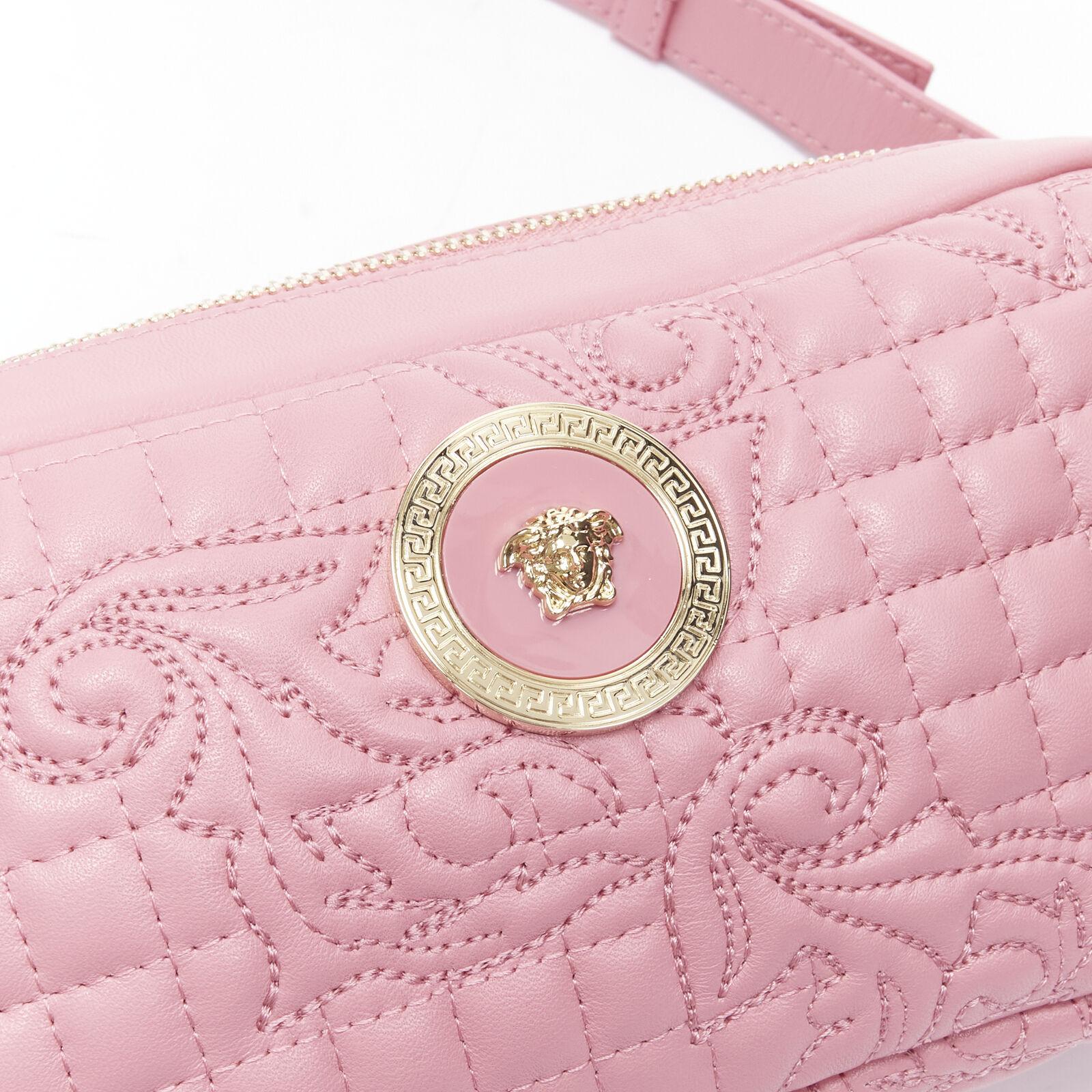 VERSACE Vanitas Barocco pink quilted leather gold Medusa crossbody waist bag 2
