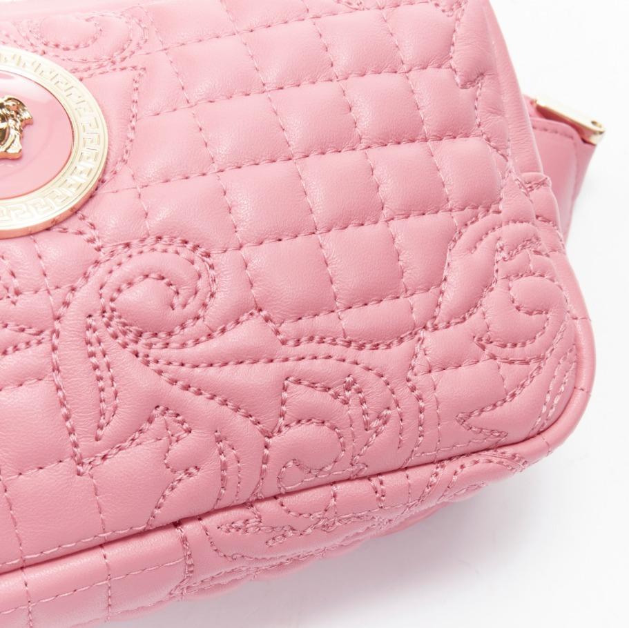 VERSACE Vanitas Barocco pink quilted leather gold Medusa crossbody waist bag 3