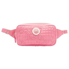 VERSACE Vanitas Barocco pink quilted leather gold Medusa crossbody waist bag