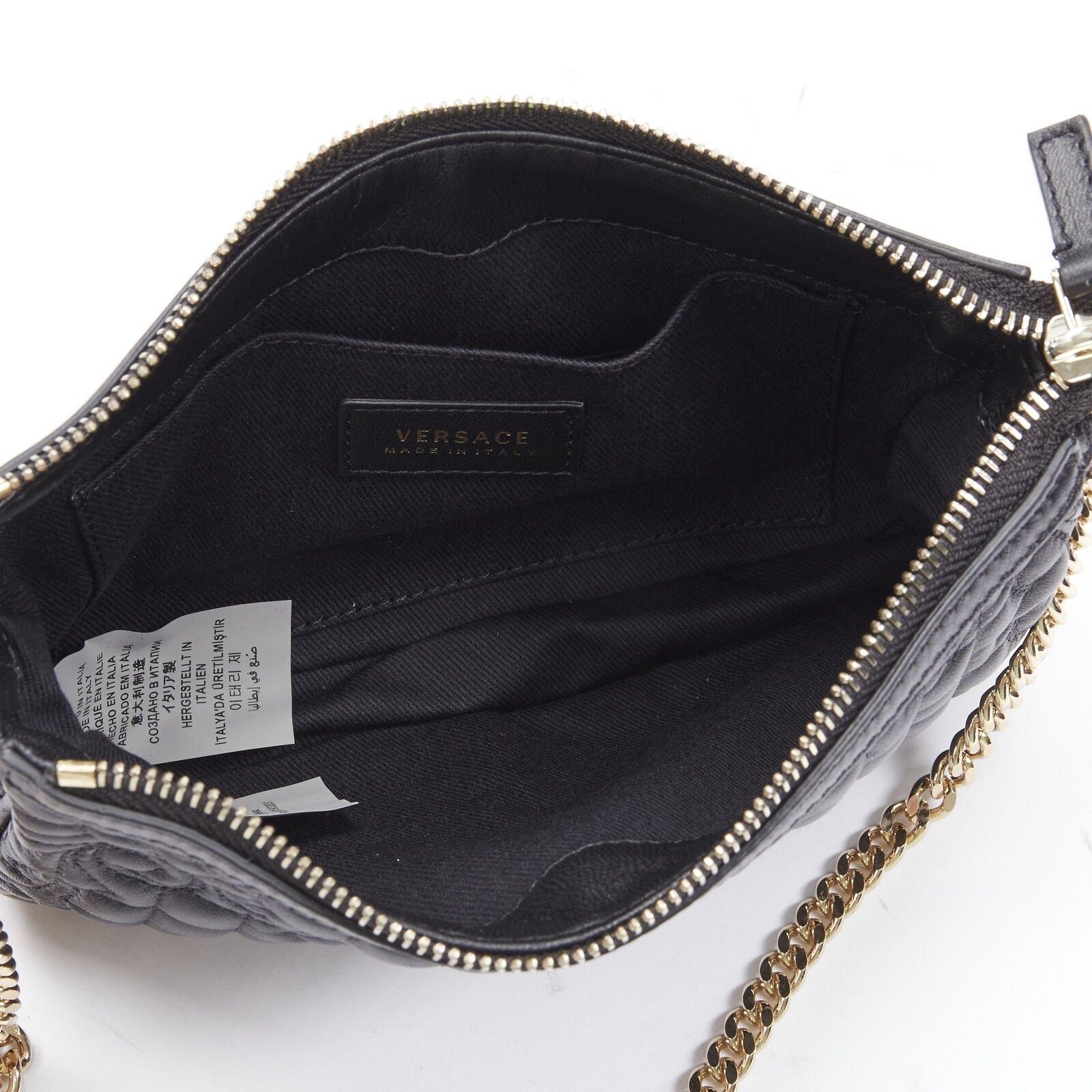 VERSACE Vanitas quilted black baroque gold Medusa metal chain crossbody bag For Sale 6