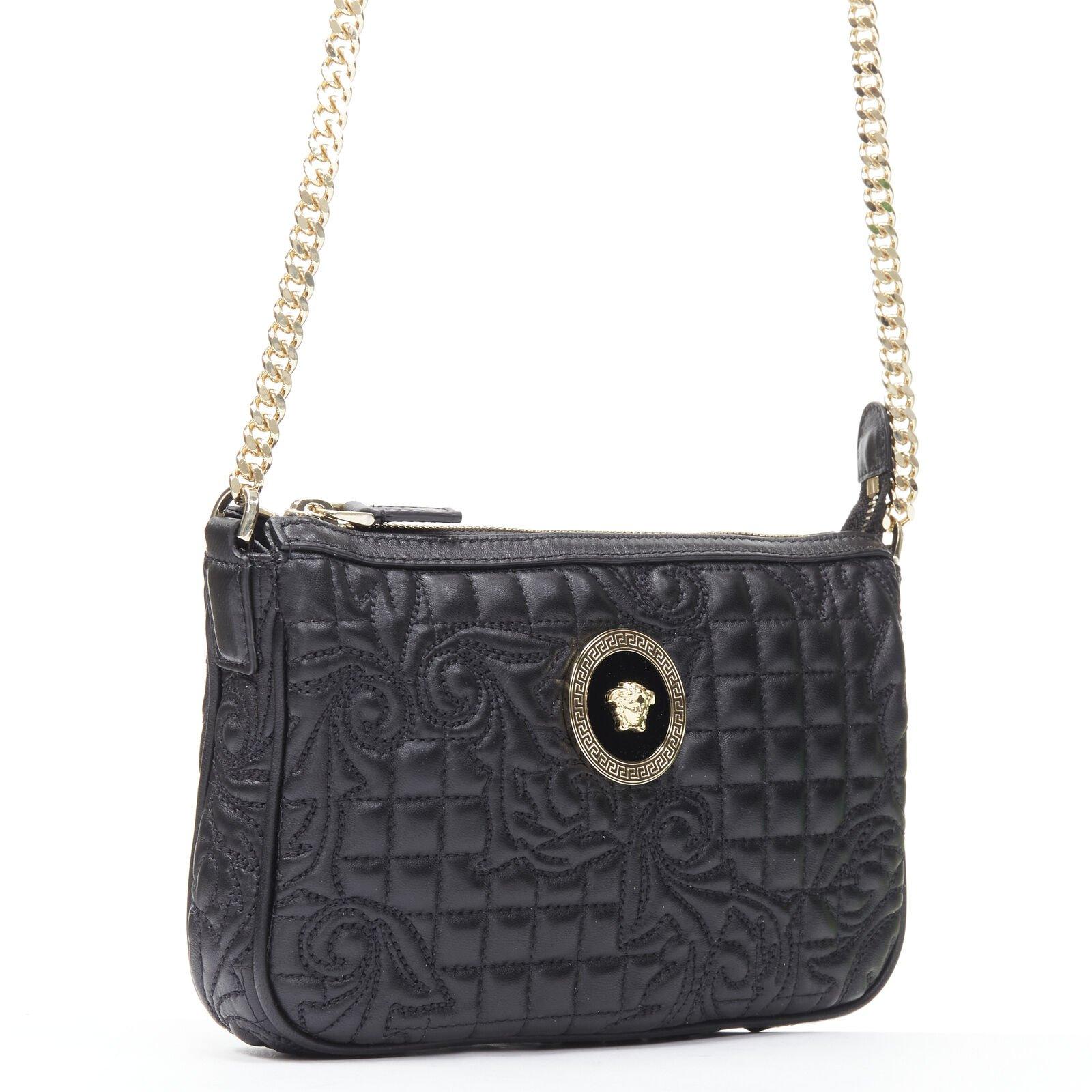VERSACE Vanitas quilted black baroque gold Medusa metal chain crossbody bag In New Condition For Sale In Hong Kong, NT