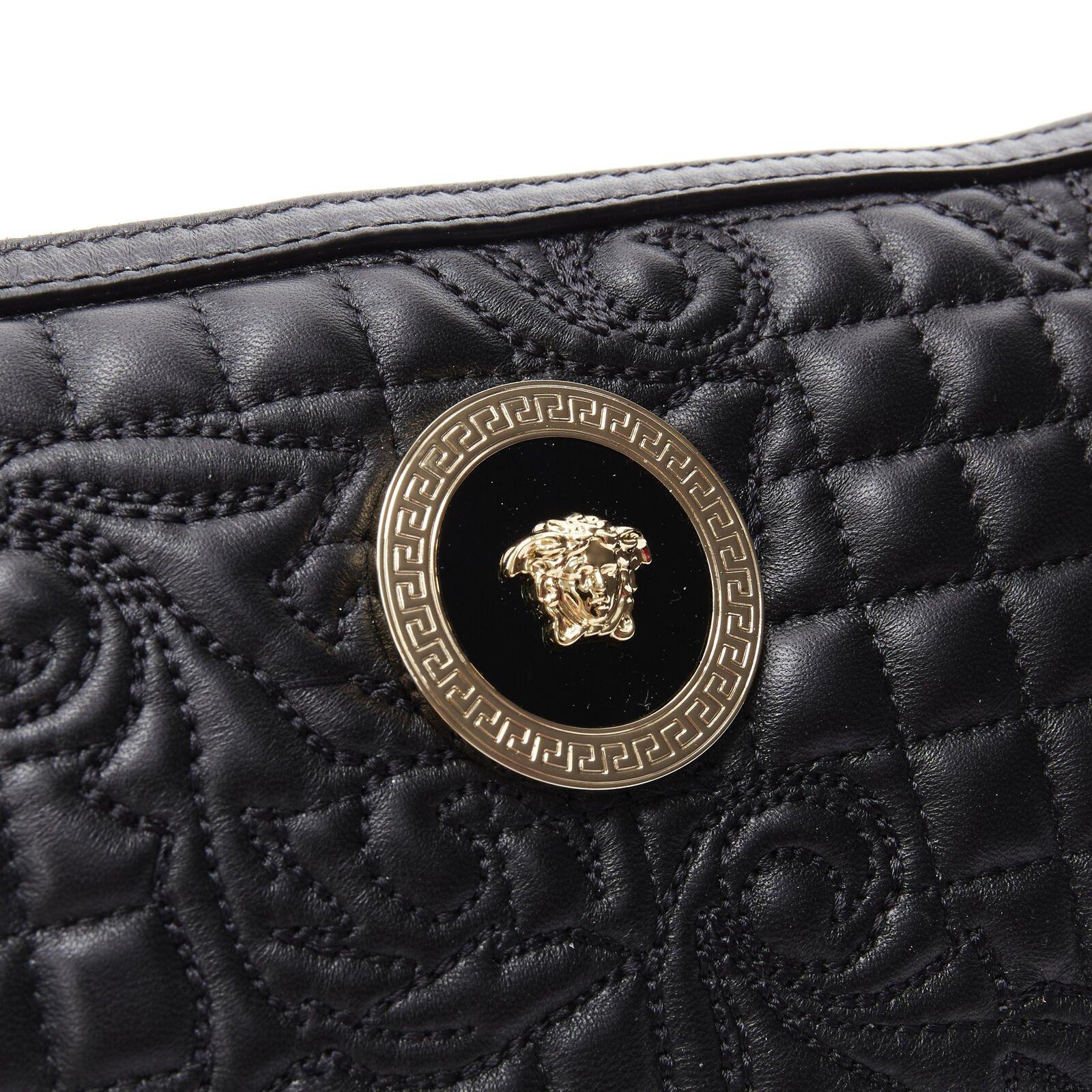 VERSACE Vanitas quilted black baroque gold Medusa metal chain crossbody bag For Sale 2