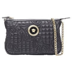 VERSACE Vanitas quilted black baroque gold Medusa metal chain crossbody bag