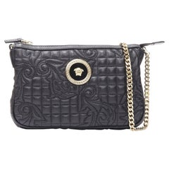 VERSACE Vanitas quilted black baroque gold Medusa metal chain crossbody bag