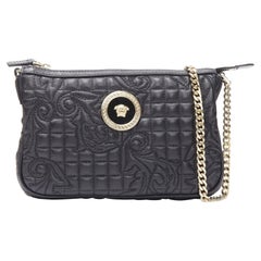 VERSACE Vanitas quilted black baroque gold Medusa metal chain crossbody bag