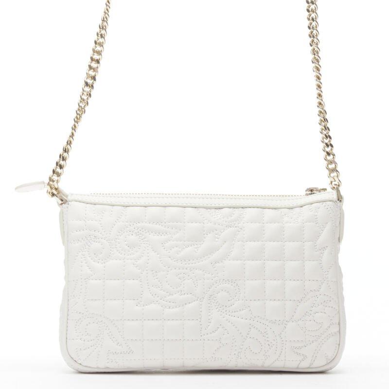 Women's VERSACE Vanitas white baroque quilted gold Medusa metal chain crossbody bag For Sale