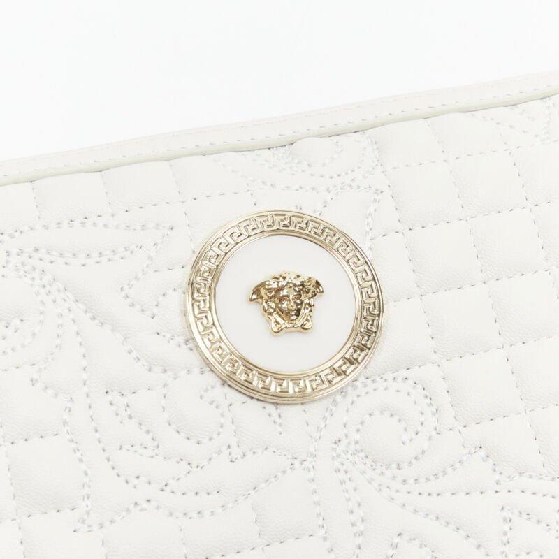 VERSACE Vanitas white baroque quilted gold Medusa metal chain crossbody bag For Sale 2