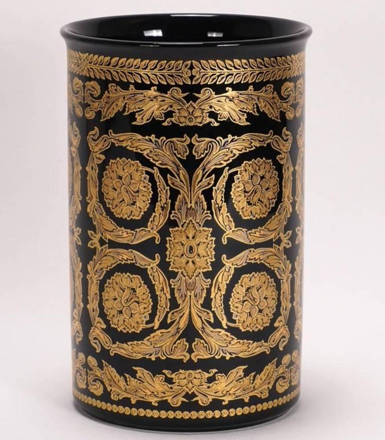 Versace Vase Rosenthal 20th Century Gold Baroque Series For Sale at 1stDibs