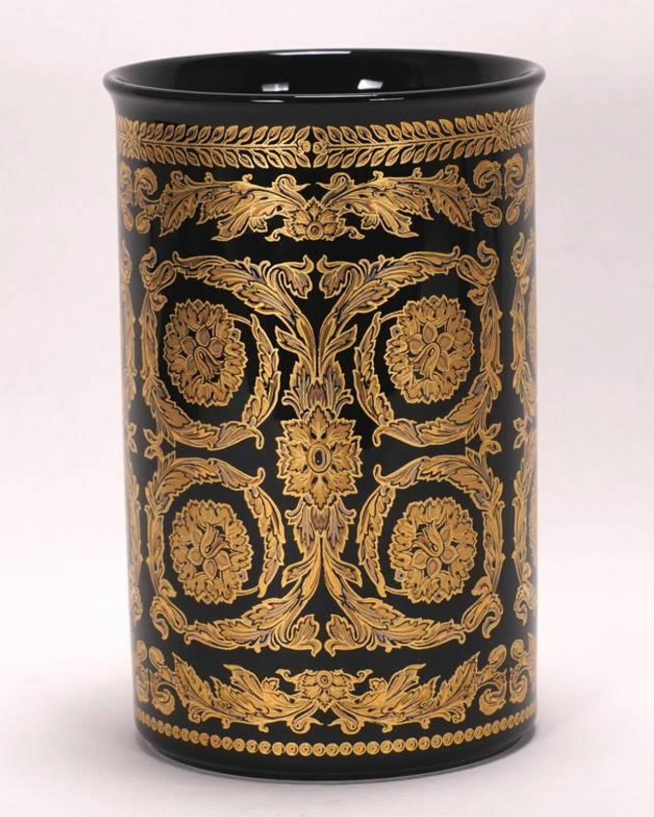 Versace Vase Rosenthal 20th Century Gold Baroque Series For Sale at 1stDibs