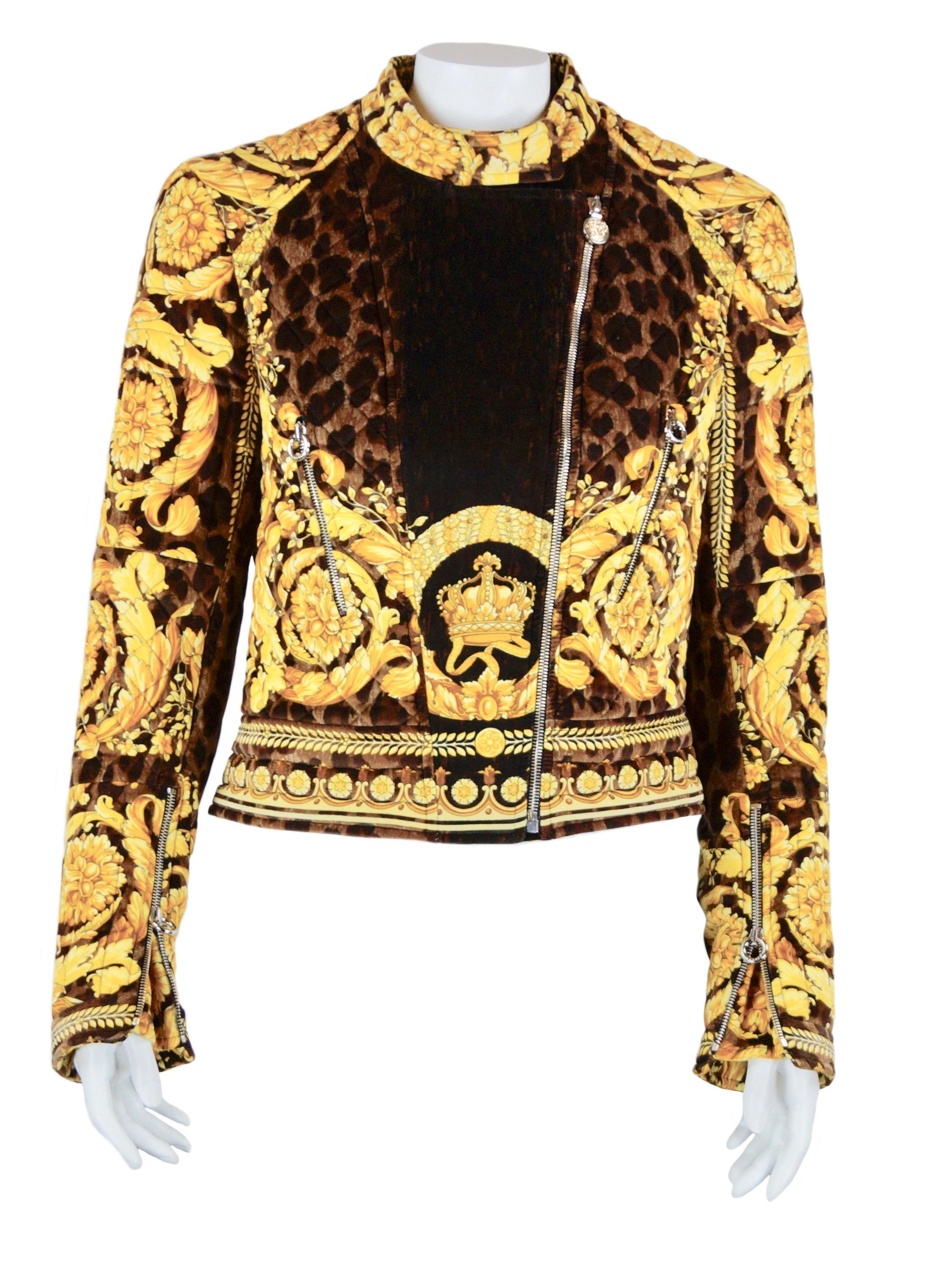 VERSACE velvet barocco dress and biker jacket pre fall 2011 For Sale 8