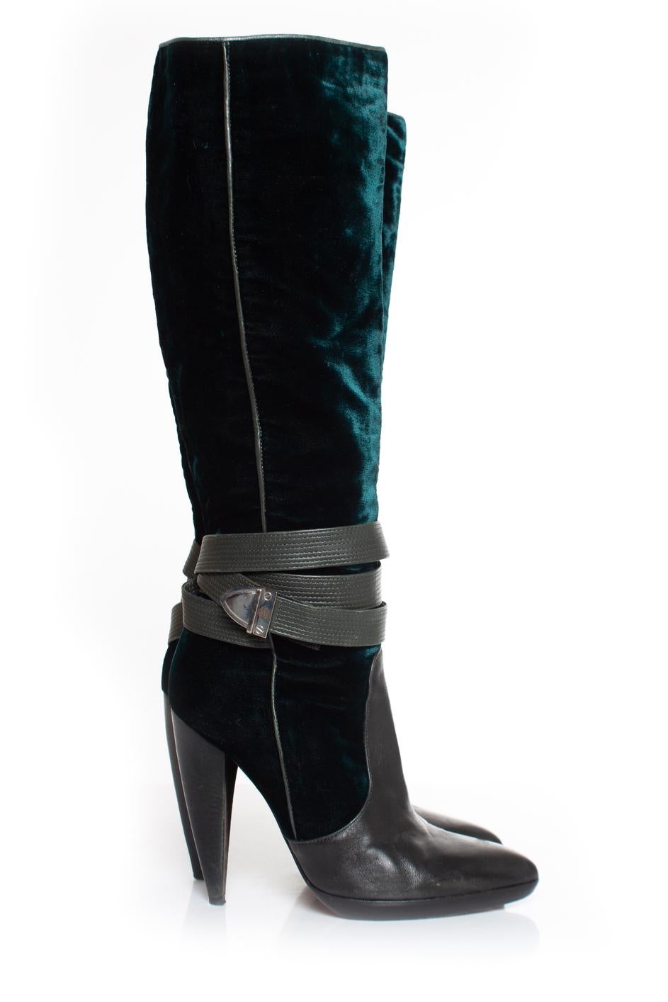 Women's Versace, velvet strap boots For Sale