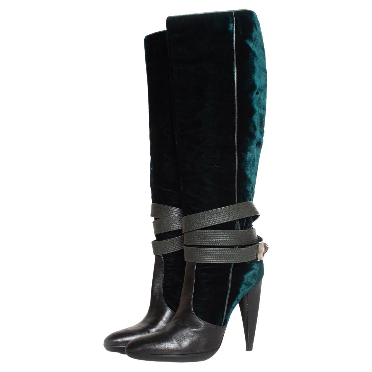 Versace, velvet strap boots