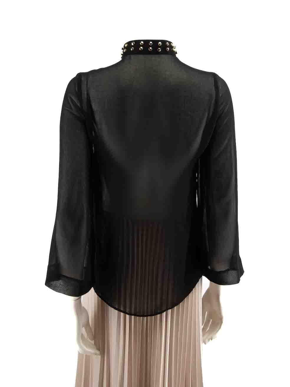 Versace Versace Collection Black Silk Sheer Studded Blouse Size S In Good Condition For Sale In London, GB