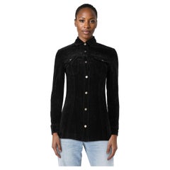 Versace Versace Jeans Couture Black Velvet Mini Shirt Size S