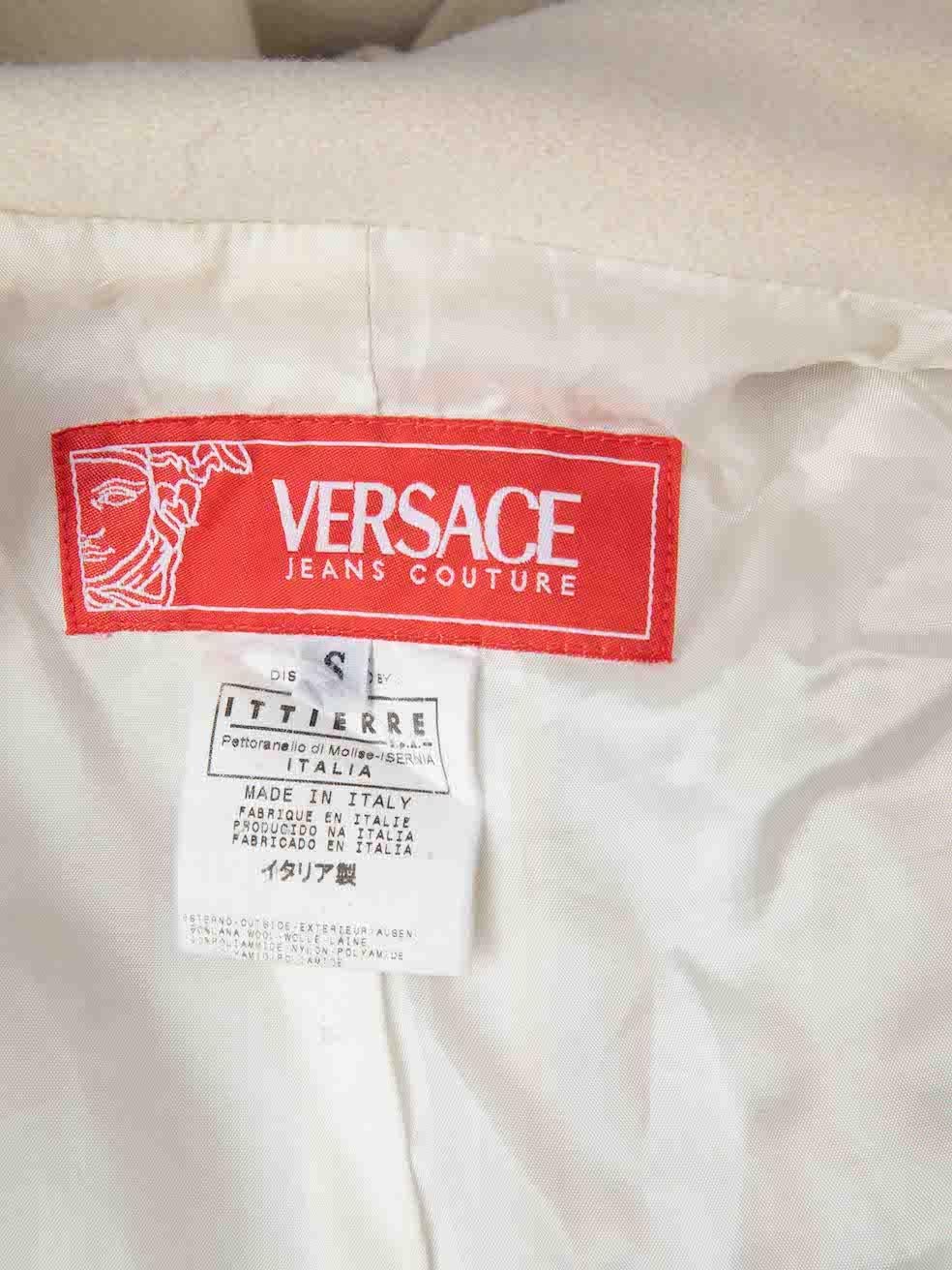 Versace Versace Jeans Couture Ecru Wool Belted Coat Size S For Sale 2