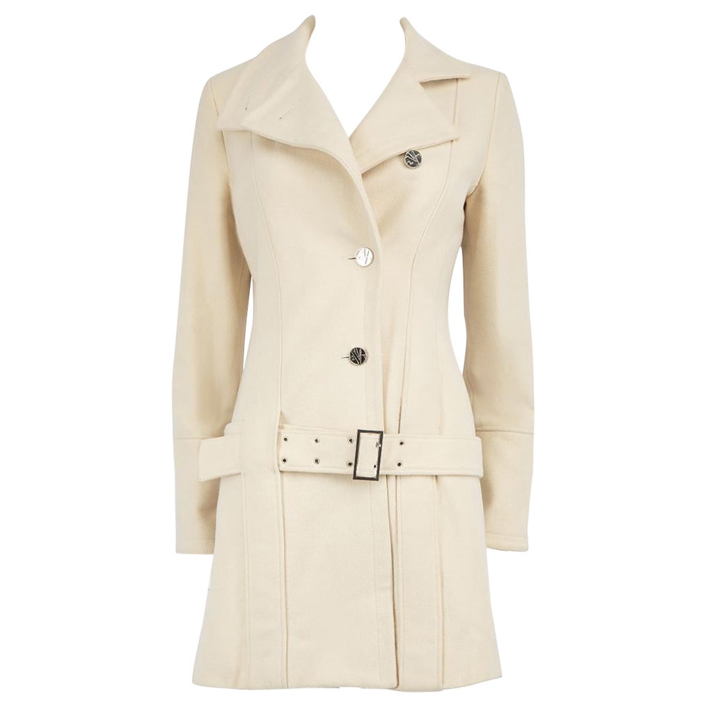 Versace Versace Jeans Couture Ecru Wool Belted Coat Size S