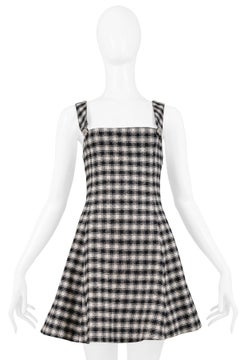 Versace Versus Black & White Check Suspender Dress With Silver Medallions