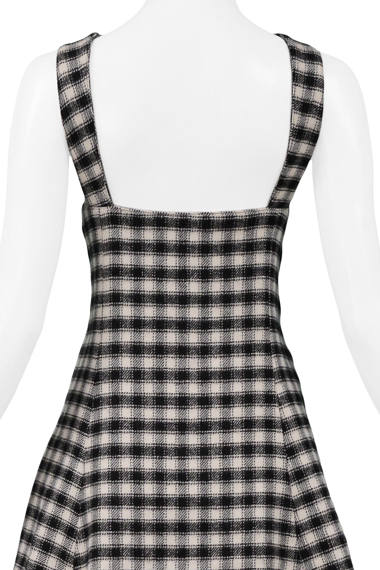 Versace Versus Vestido de Tirantes a Cuadros Blanco y Negro con Medallones Plateados en venta 1