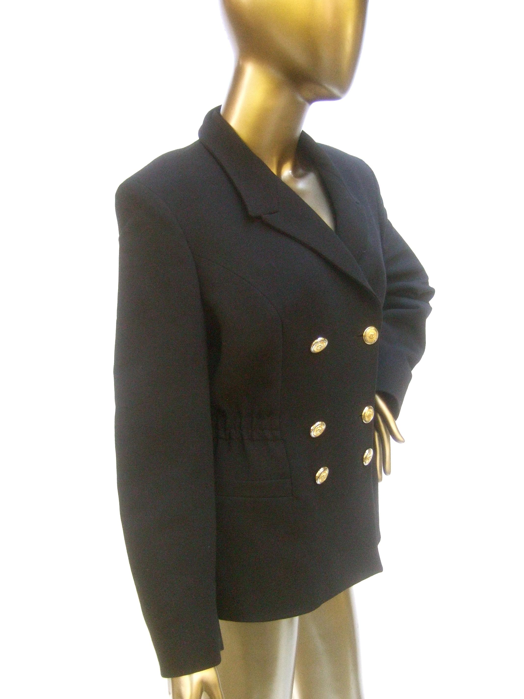 Versace Versus Black Wool Military Style Jacket Circa 1990s For Sale 2