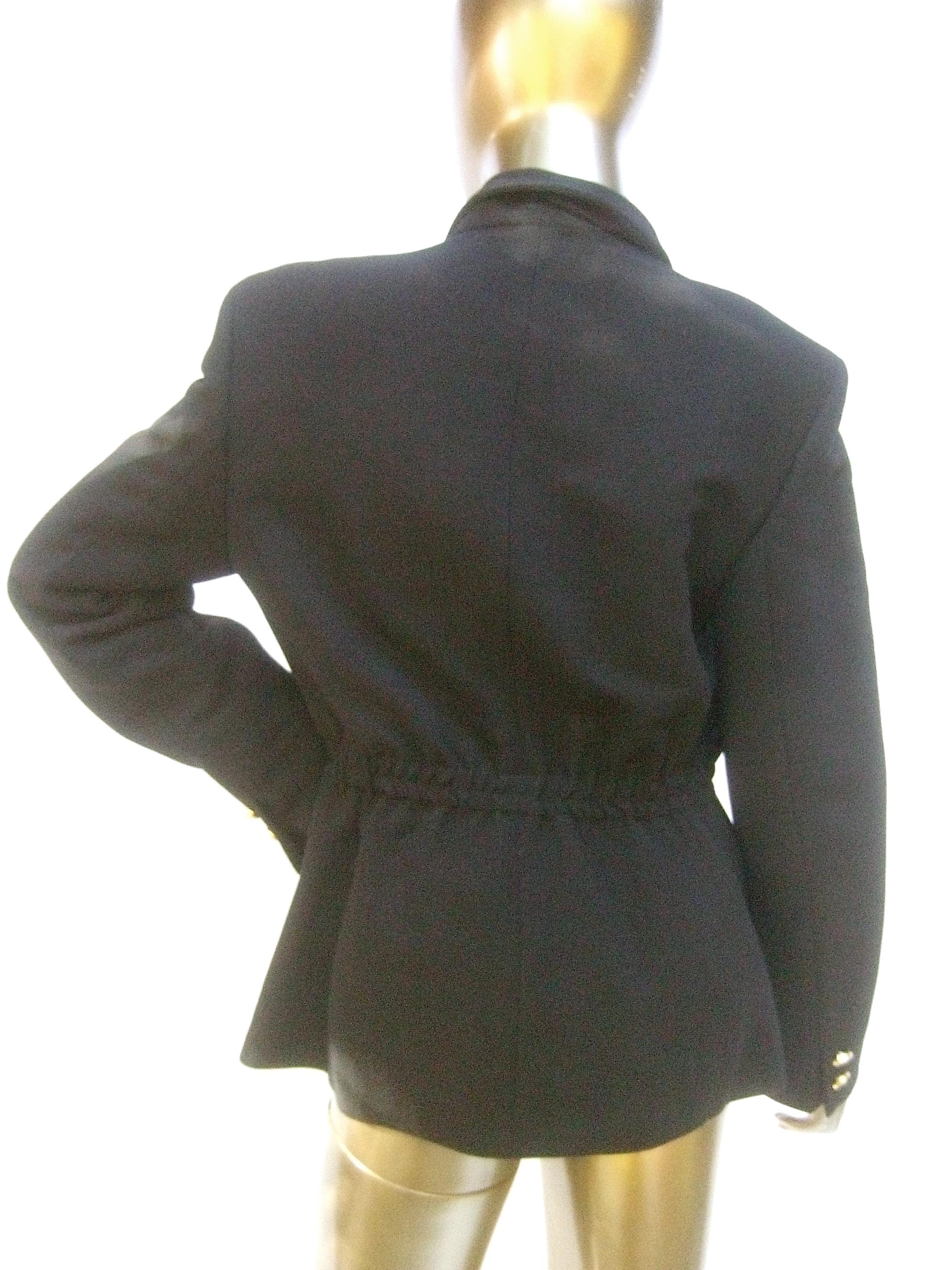 Versace Versus Black Wool Military Style Jacket Circa 1990s For Sale 4