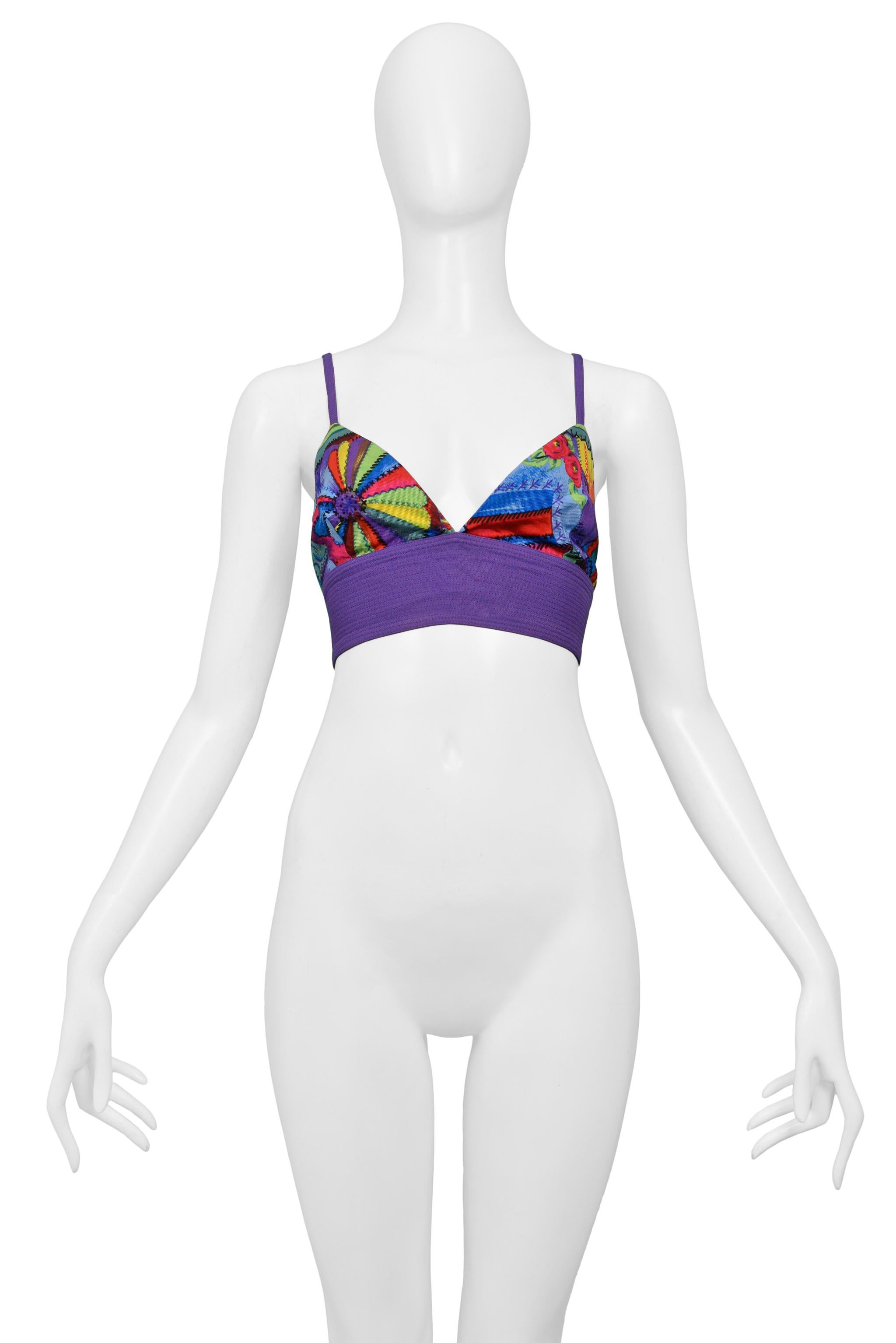 Versace Versus Multicolor Kaleidoscope Bra Top In Excellent Condition For Sale In Los Angeles, CA