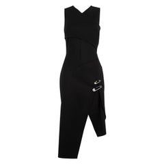 Versace Versus Versace Black Safety Pin Sleeveless Midi Dress Size S