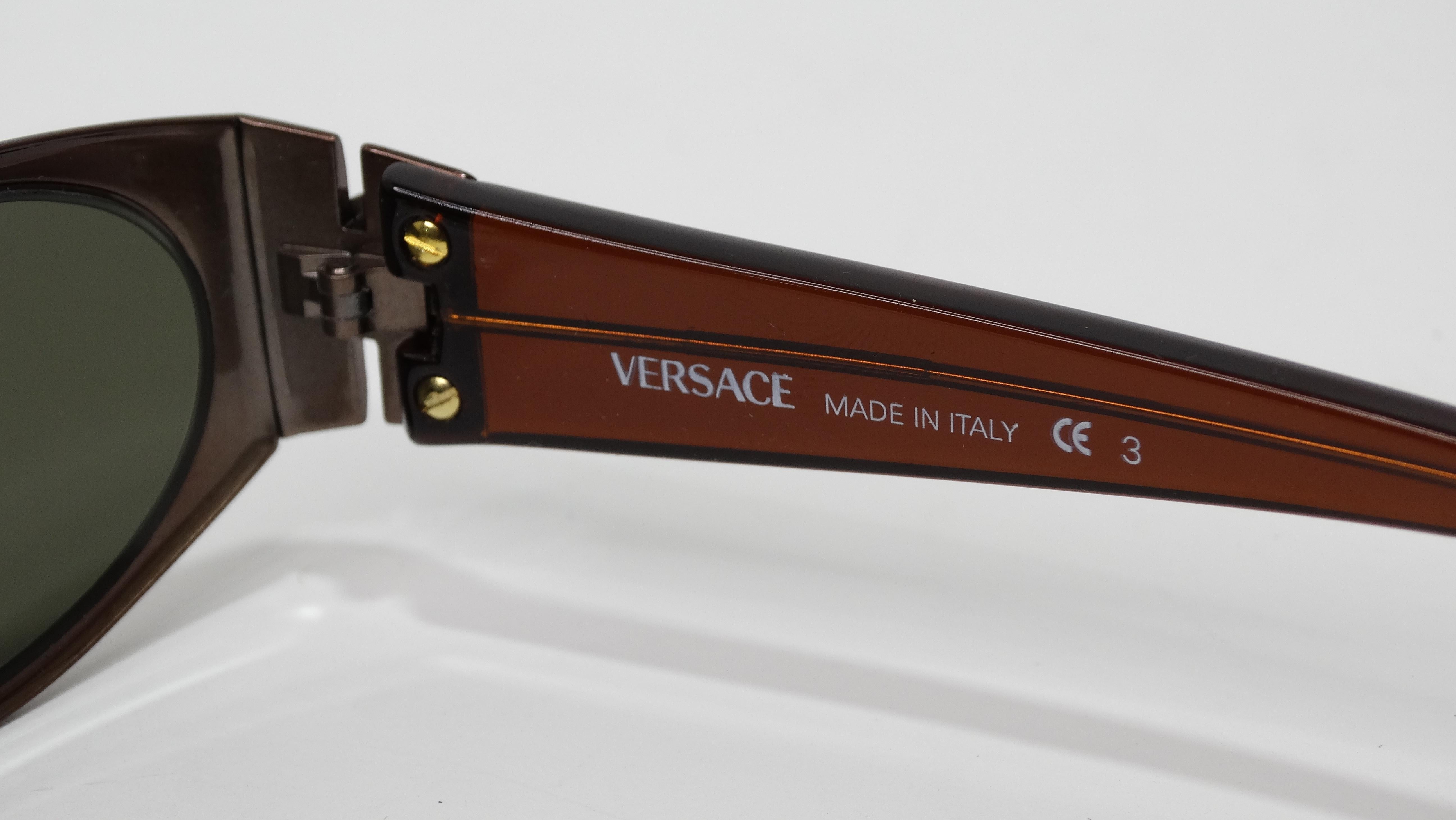 Versace Vintage 1990's Bronze Oval Sunglasses 3
