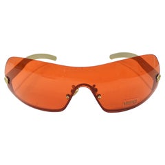 Lunettes de soleil Versace Vintage 1990's Orange/Gold Shield