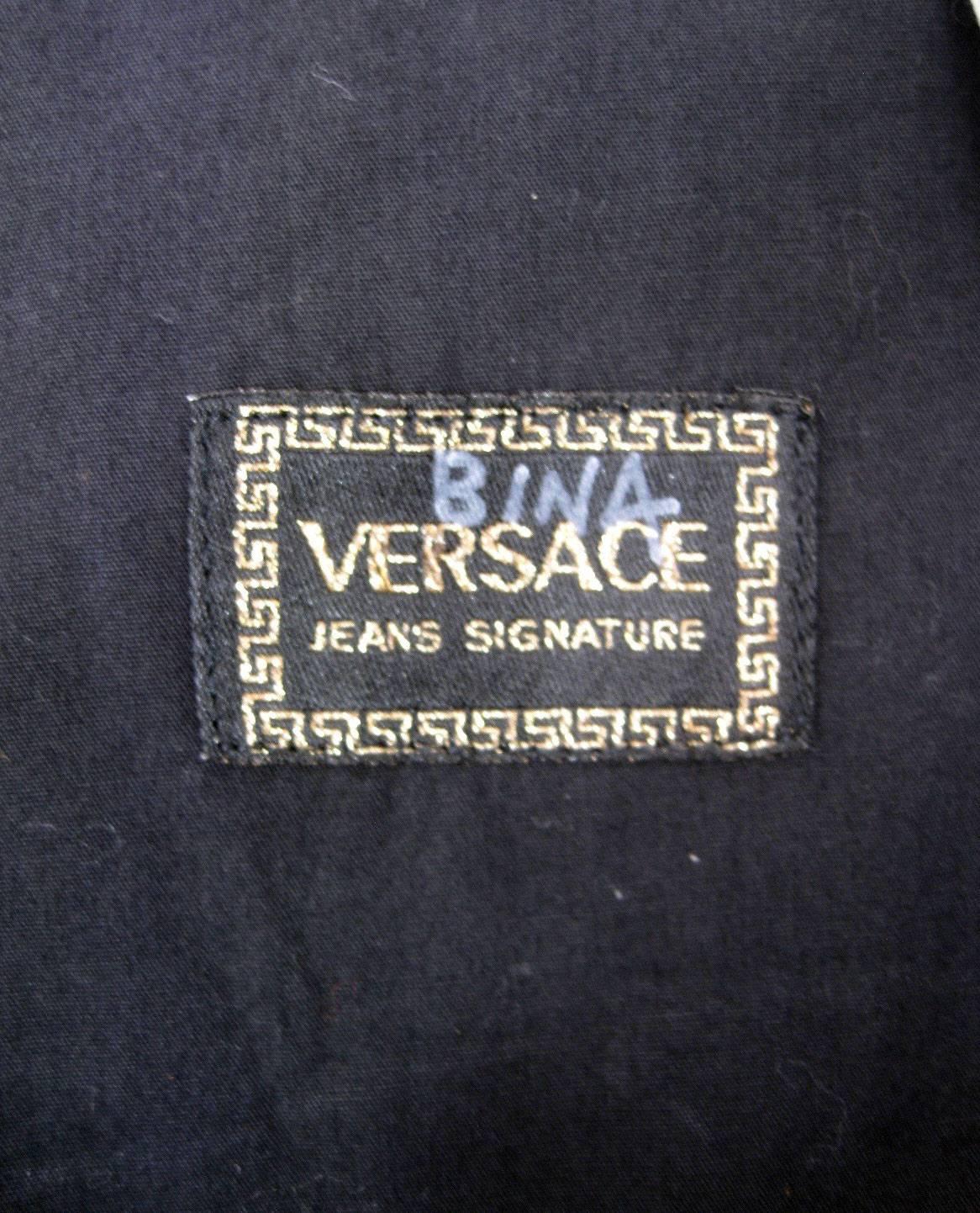 Versace Vintage 1990s Oversize Classic Black Western Button Down Shirt  1