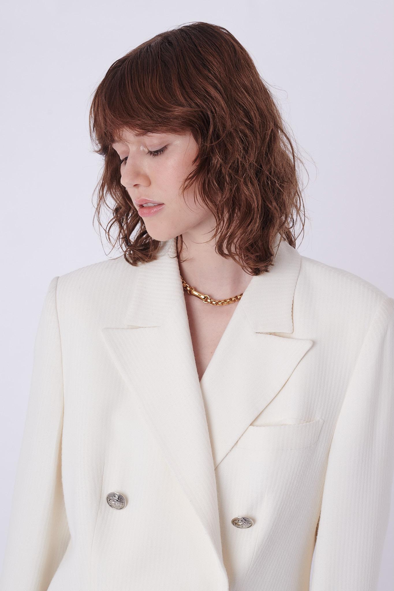 Versace Vintage 1990's White Double Breasted Blazer In Good Condition For Sale In London, GB