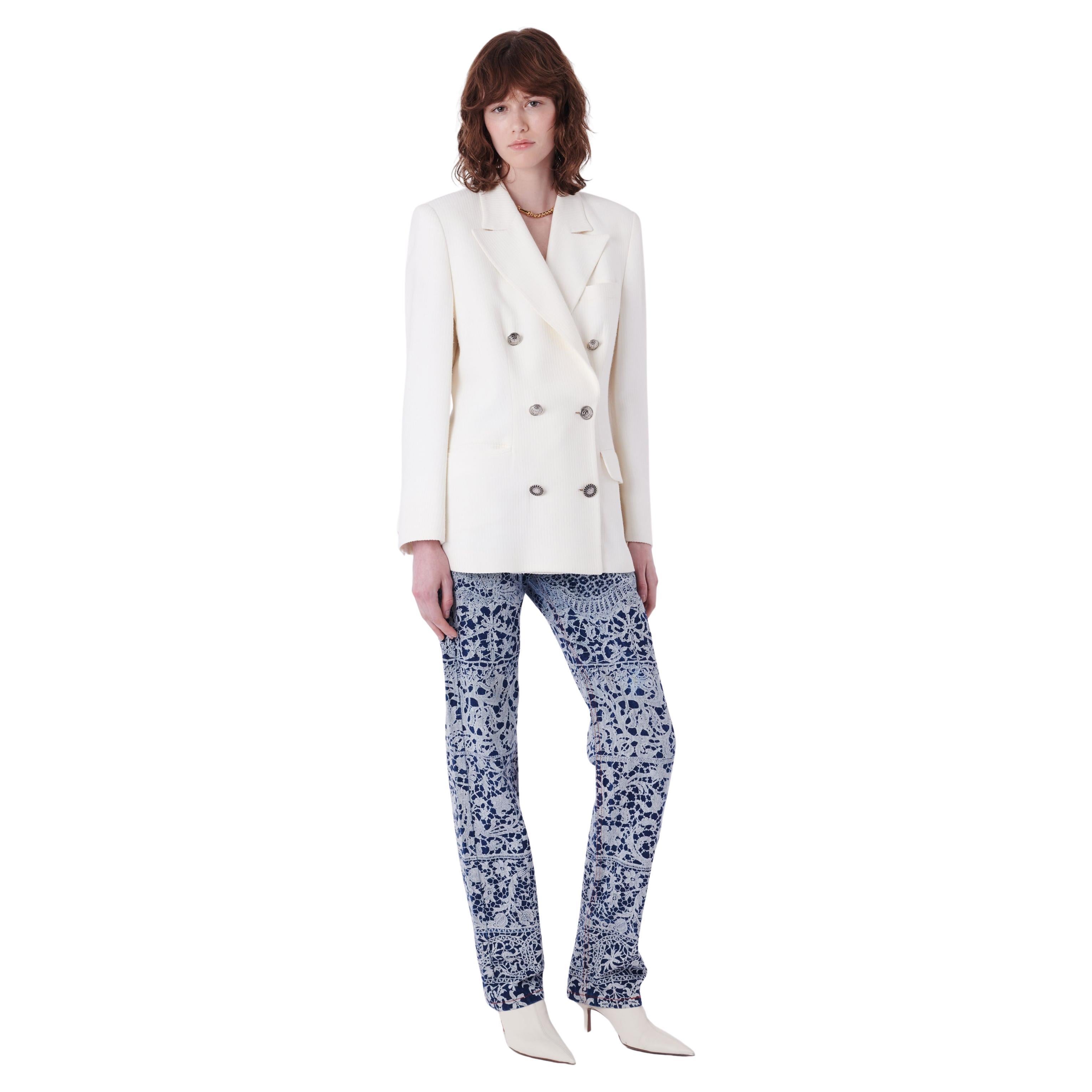 Versace Vintage 1990's White Double Breasted Blazer For Sale