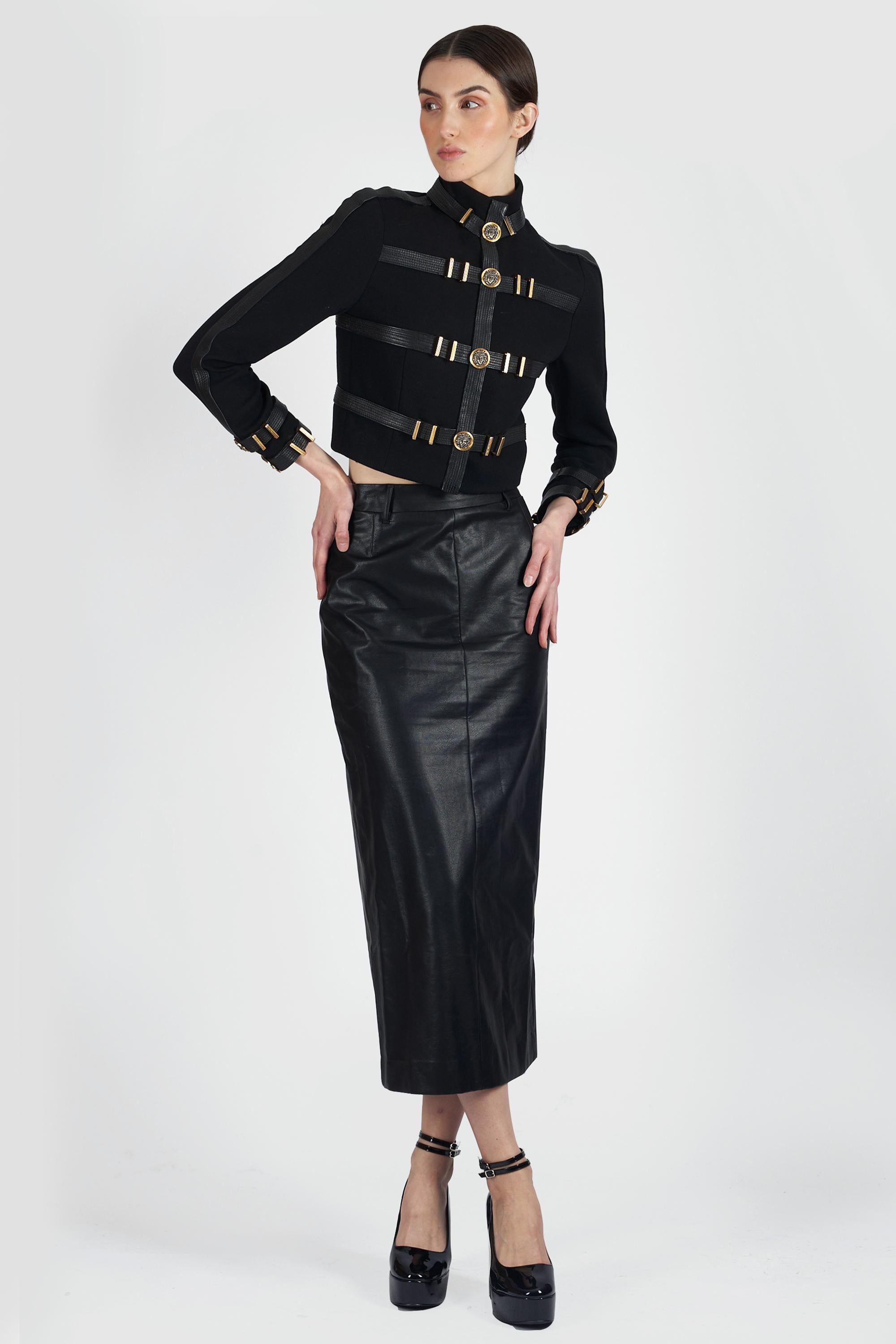Noir Versace  Veste bondage vintage Miss S&M Runway 1992 en vente