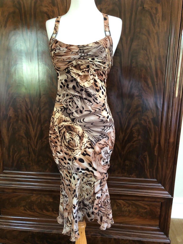 Versace Vintage '99 Pleated Silk Leopard and Orchid Print Silk ...