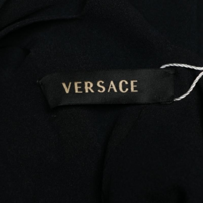 Women's Versace Vintage Black Silk Chiffon Cut Out Detail Top L For Sale