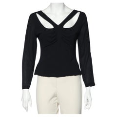 Versace Vintage Black Silk Chiffon Cut Out Detail Top L