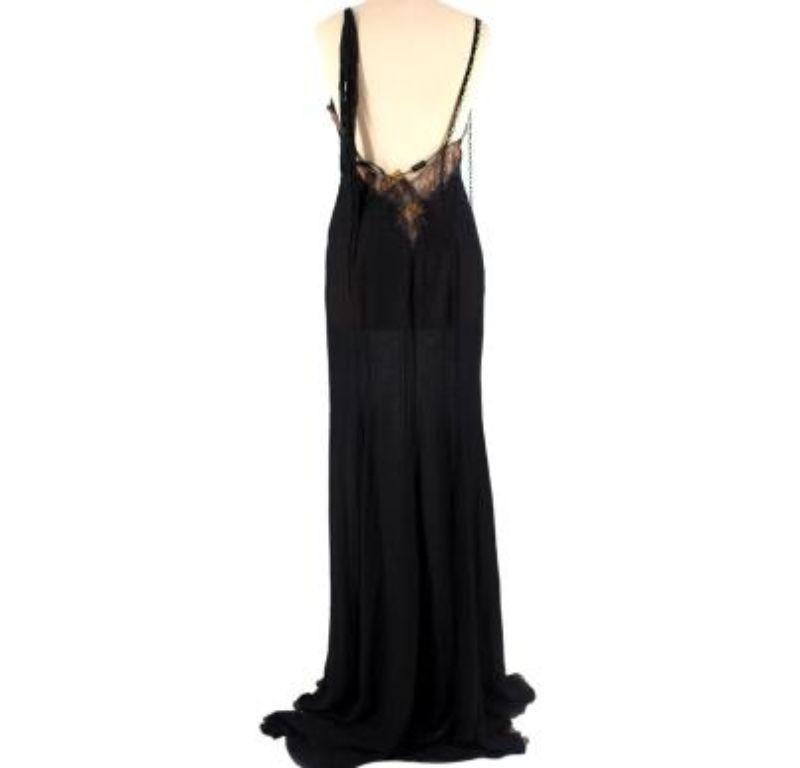 Versace vintage black silk crepe & lace slip dress In Excellent Condition For Sale In London, GB