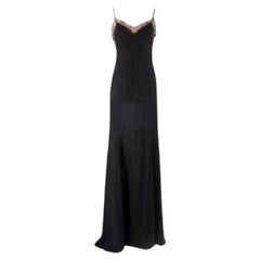 Versace vintage black silk crepe & lace slip dress