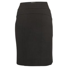 Versace Vintage Falda lápiz fruncida de mezcla de lana negra S