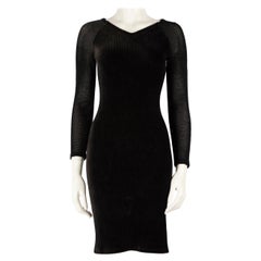 Versace Vintage Black Wool Long Sleeve Mini Dress Size M