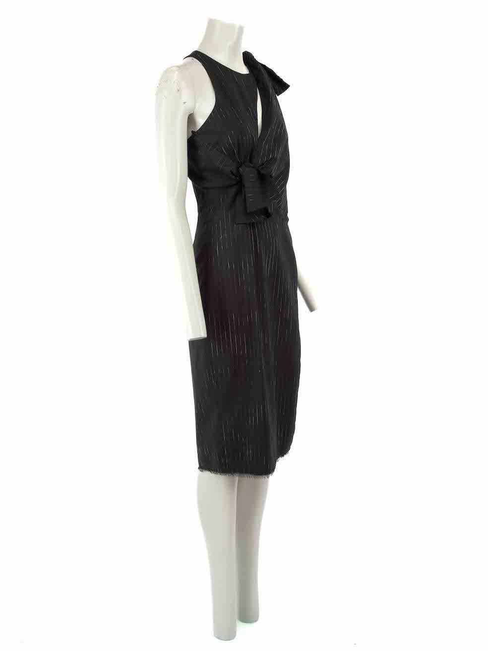 CONDITION is Never worn, with tags. No visible wear to dress is evident on this new Gianni Versace designer resale item.
 
 Details
 Vintage
 Black
 Wool
 Dress
 Pinstripe pattern
 Midi
 Sleeveless
 Cutout detail
 Asymmetric shoulder
 Back zip and