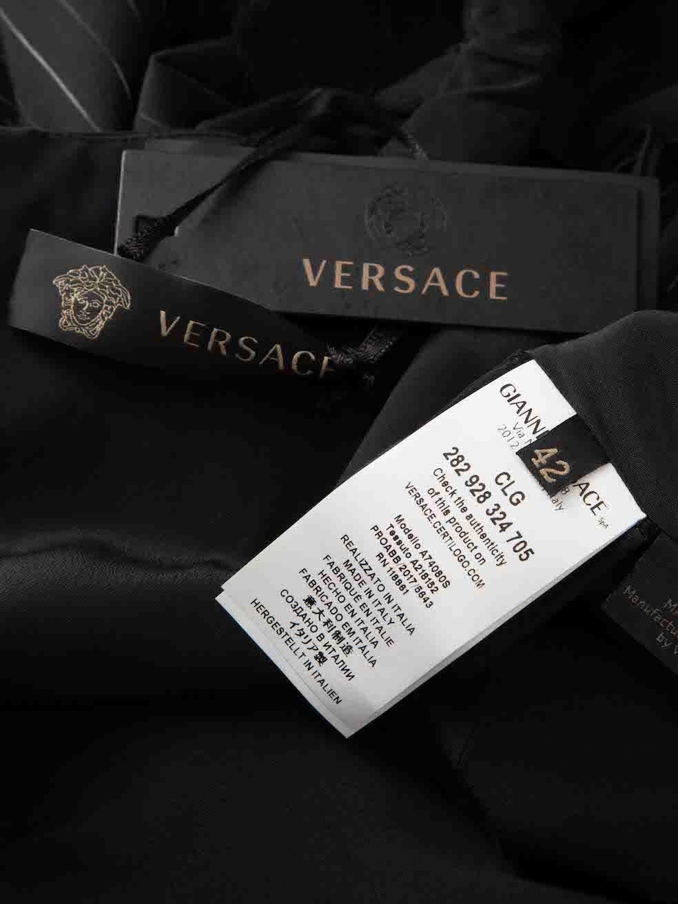 Women's Versace Vintage Black Wool Pinstripe Cut Out Dress Size M For Sale
