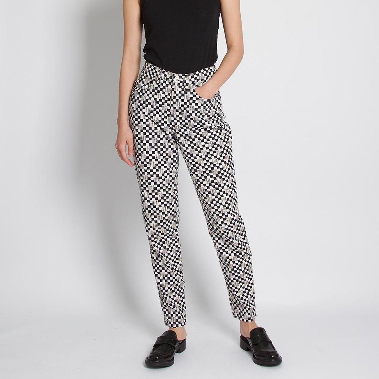 Versace Vintage Checkered Printed Trousers For Sale 1