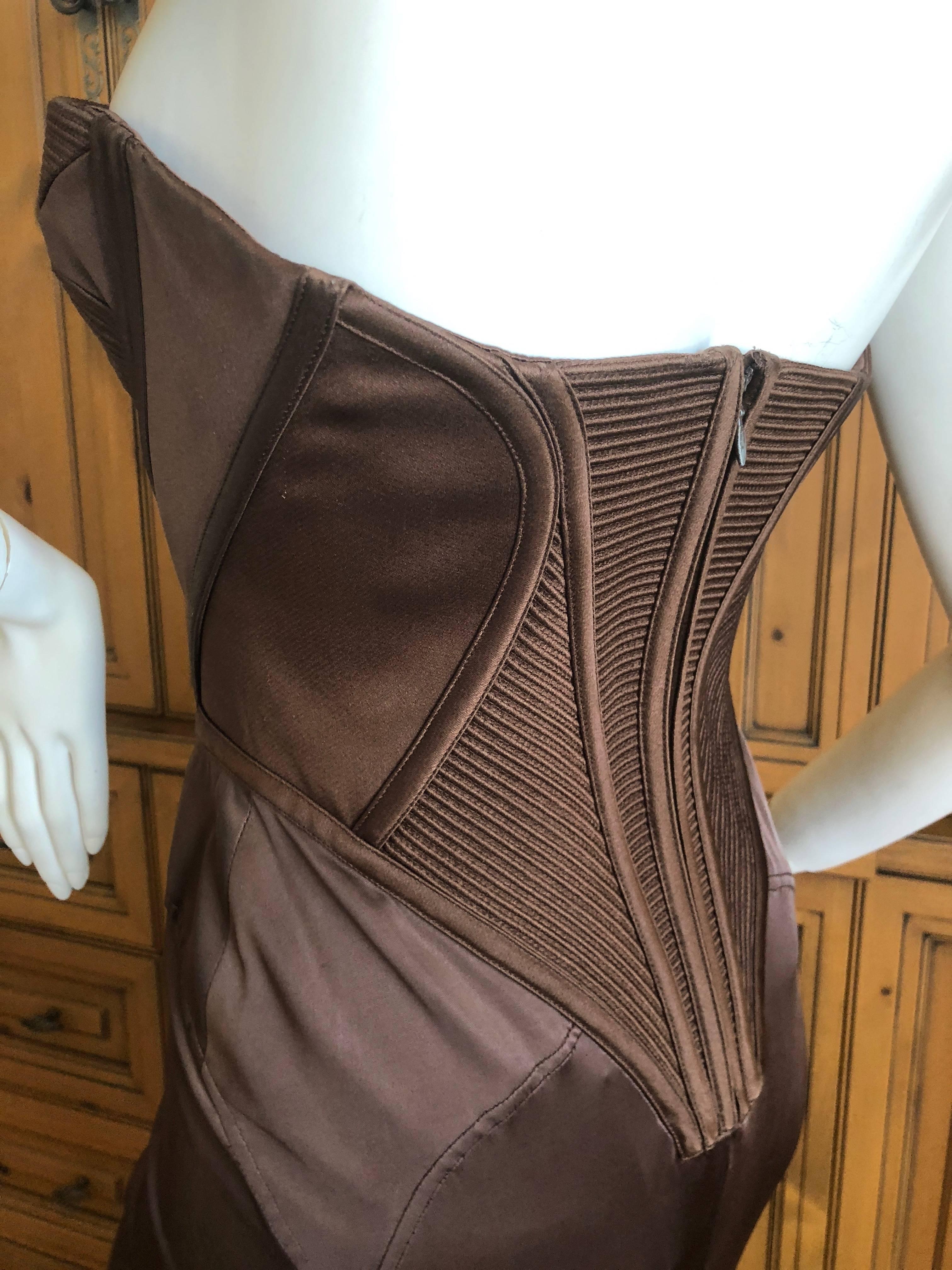 Versace Vintage Chocolate Brown Corset Evening Dress with Train 1