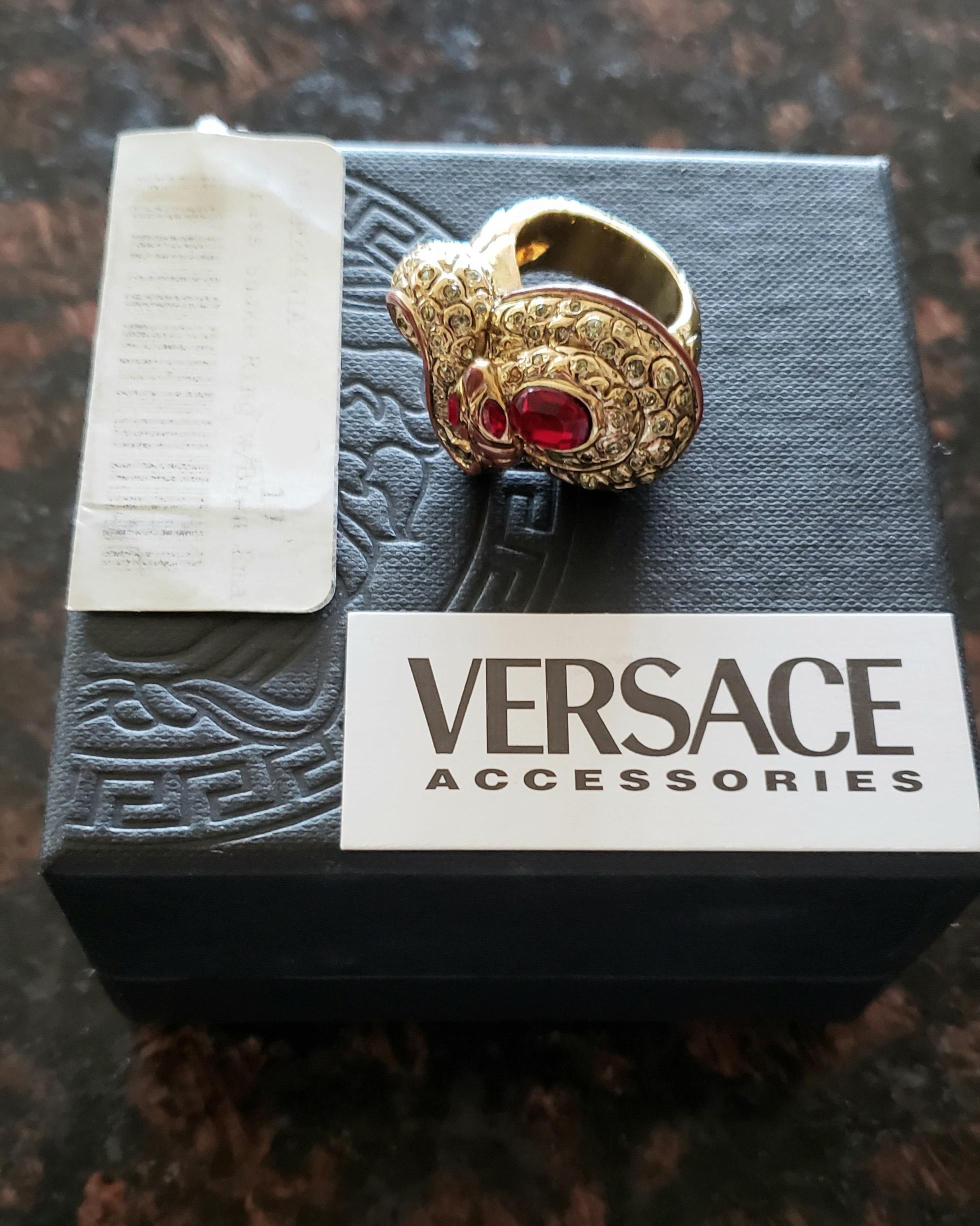 VERSACE VINTAGE COCTAIL RING With CRYSTALS For Sale 1