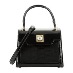 Versace Vintage Convertible Top Handle Bag Patent and Calf Hair Mini