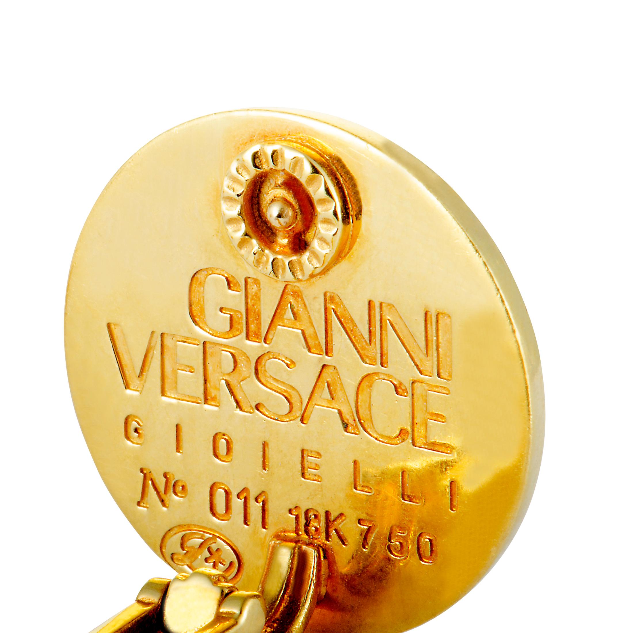 Women's Versace Vintage Enamel Medusa Yellow Gold Clip-On Earrings